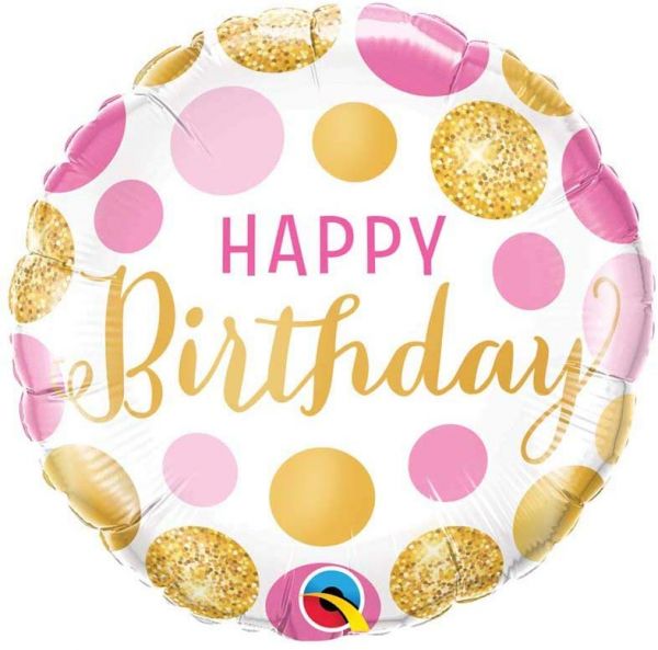 Folienballon rund Happy Birthday pink gold
